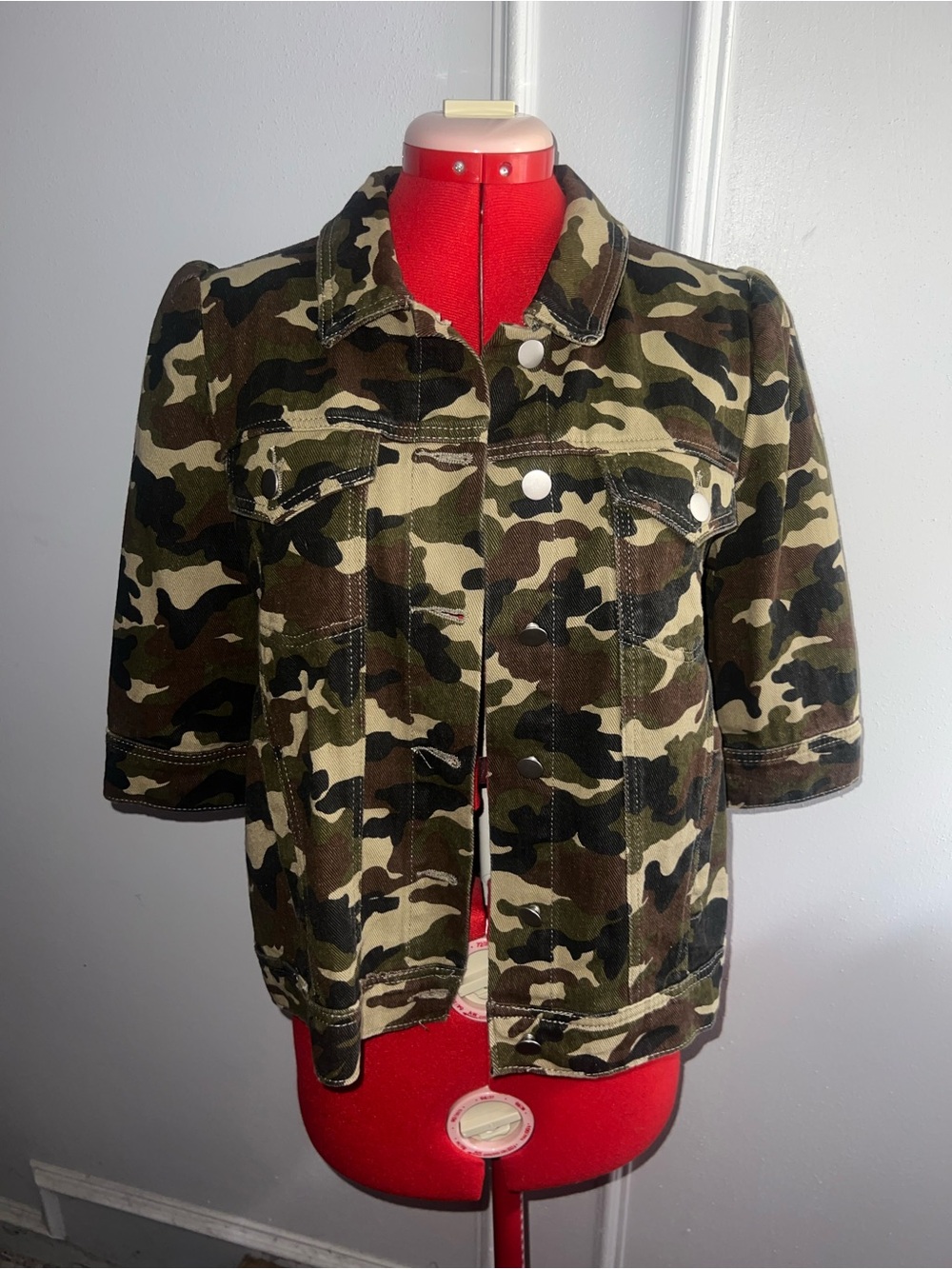 BiB! Camo Short Sleeve Utility Jacket - Olive Green size small